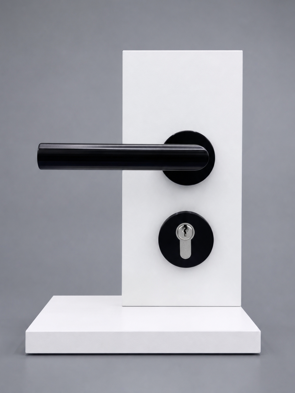 EasyLifeKey® Digitaler Türdrücker • PSD-Ausführung in Schwarz-matt • Ausführung: Rundrosette mit L-Griff