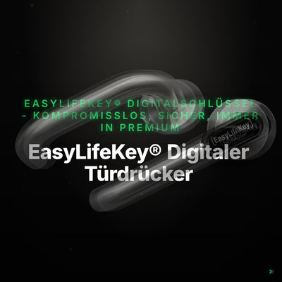 EasyLifeKey® Digitaler Türdrücker • Ausführung: Rundrosette mit U-Griff für Flucht- und Rettungswege – Clean Showcase