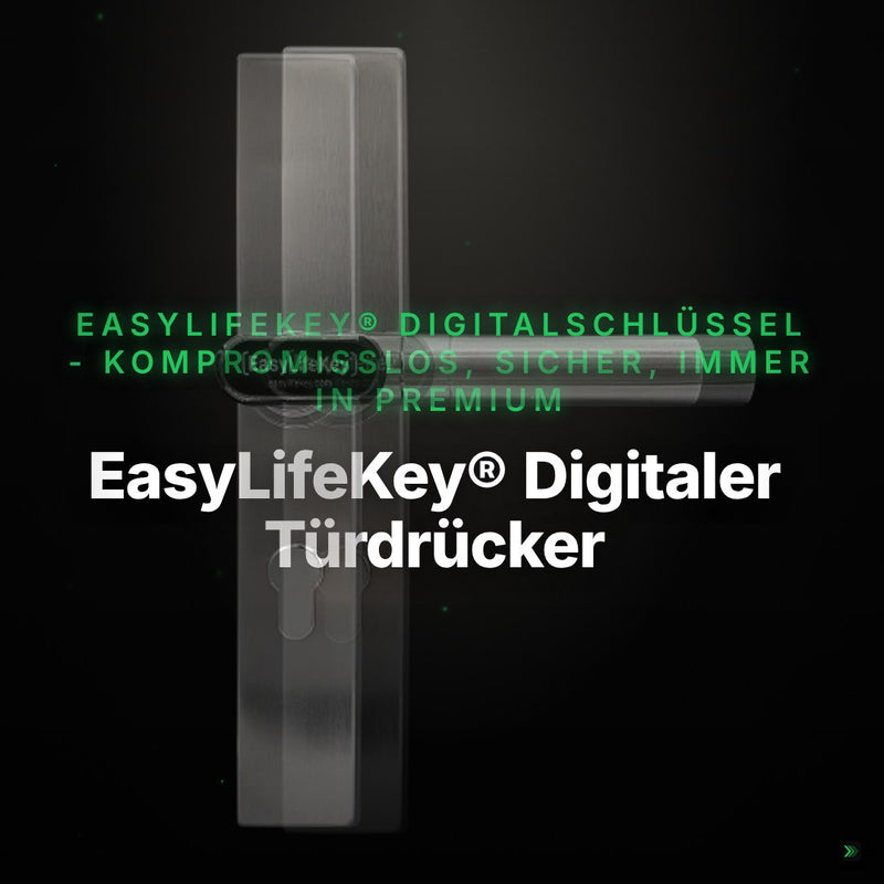 EasyLifeKey® Digitaler Türdrücker • Ausführung: Langschild "schmal" mit L-Griff – Clean Showcase