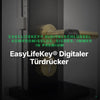 EasyLifeKey® Digitaler Türdrücker • PSD-Ausführung in Gold • Ausführung: Rundrosette mit L-Griff • – Clean Showcase